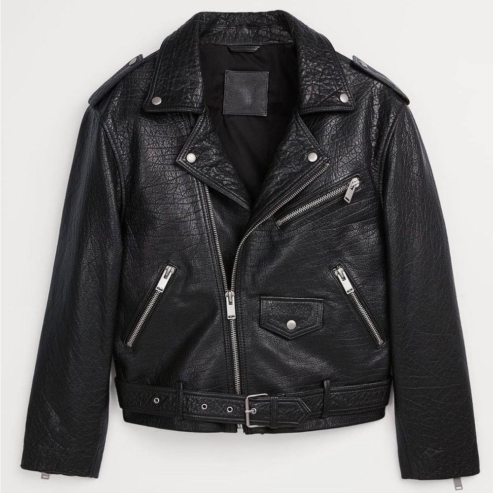 Zara Leather Biker Vintage Moto Jacket